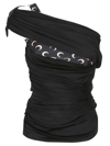 Marine Serre Jersey Body Shelter Draped Off Shoulder Top In Bk99