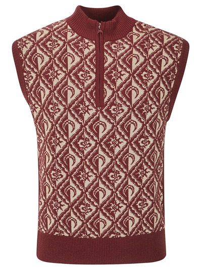 Marine Serre Moon Diamant Knit Vest In Red