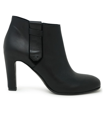 Del Carlo Roberto  Leather Palmer Ankle Boots In Black