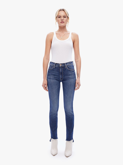 Mother The Mid Rise Dazzler Ankle Step Fray On The Edge Jeans In Blue