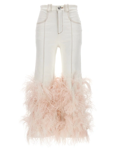 GIAMBATTISTA VALLI FEATHER JEANS WHITE