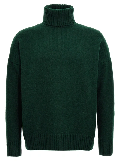 Harmony Windy Turtleneck Sweater In Lambswool In Green