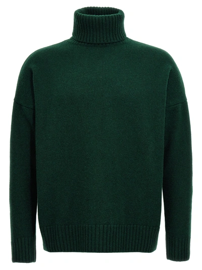 Harmony Windy Turtleneck Jumper In Lambswool In Green