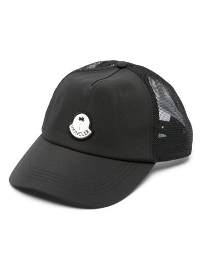 Moncler Genius X Palm Angels Logo-patch Mesh Cap In Black