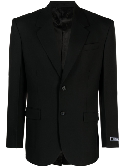 Versace Barocco Silhouette Virgin Wool Blazer In Black