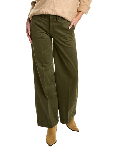 Frame Pleated Cotton-twill Wide-leg Pants In Green