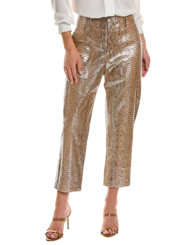Brunello Cucinelli Leather Pant In Gold
