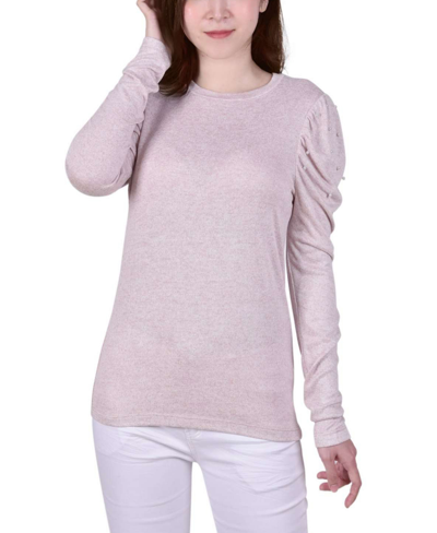 Ny Collection Petite Puff Sleeve Knit Top In Lilas Enzo