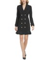 Karl Lagerfeld Women's Button-front Ruffled-hem Blazer Dress In Blk