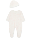LITTLE ME BABY BOY OR BABY GIRL QUILT FOOTED COVERALL AND HAT, 2 PIECE SET