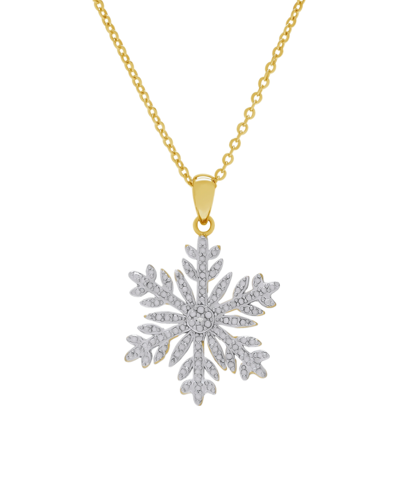 Macy's Diamond Accent Snowflake Pendant Necklace In Gold