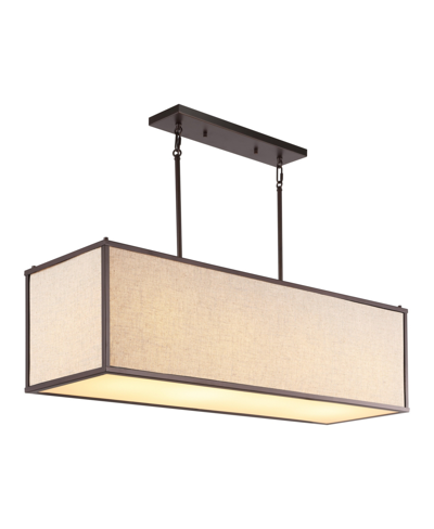 Jonathan Y Cole Minimalist Industrial Rectangular Linen Iron Linear Led Pendant In Oil Rubbed Bronze