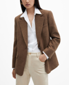 Mango Wool Blend Blazer In Brown