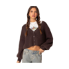 Edikted Women's Sabrina Chunky Knit Cropped Cardigan In Brown