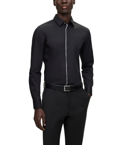 Hugo Boss Boss By  Men's Easy-iron Stretch Slim-fit Dress Shirt In Black