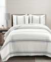 LUSH DECOR FARMHOUSE STRIPE REVERSIBLE COTTON 3-PIECE QUILT SET, KING