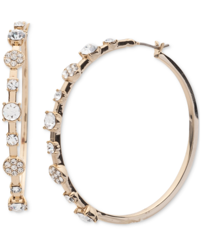 Givenchy Crystal Pave Medium Hoop Earrings, 1.7" In Gold