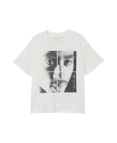 Cotton On Kids' Big Boys License Drop Shoulder Short Sleeve T-shirt In License Bra Vanilla,tupac Shakur