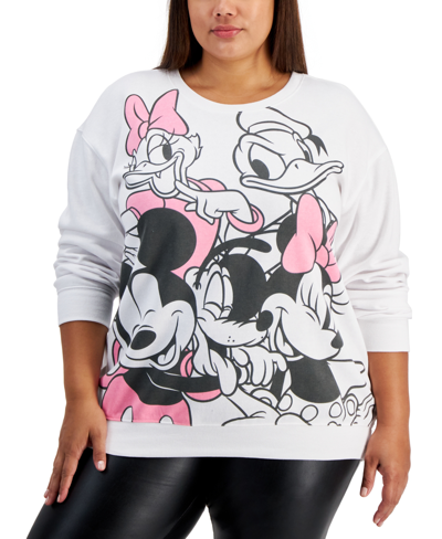 Disney Trendy Plus Size Mickey And Friends Graphic Sweatshirt In White