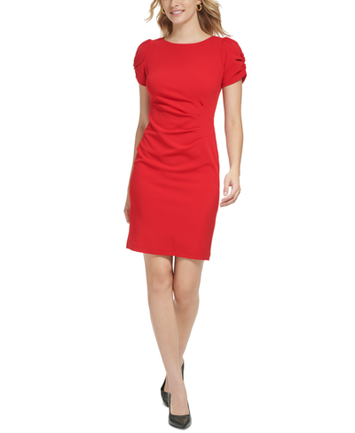 Karl Lagerfeld Women's Side-ruched Scuba-crepe Sheath Dress In Admiral Red
