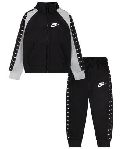 Nike Babies' Toddler Boys Swoosh Tricot Taping Jacket And Pants, 2 Piece Set In Black