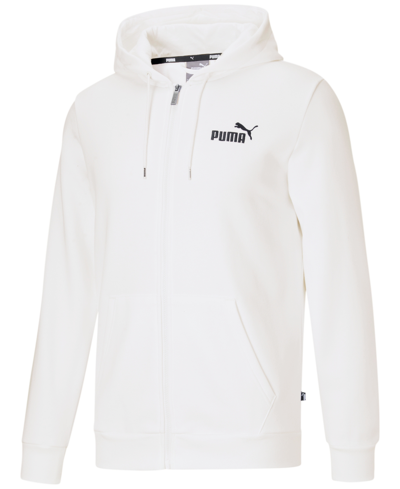 Puma Men's Zip-front Long Sleeve Small Logo Hoodie In White