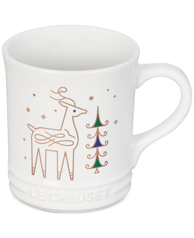 Le Creuset Noel Collection 14-oz. Stoneware Reindeer Coffee Mug In White