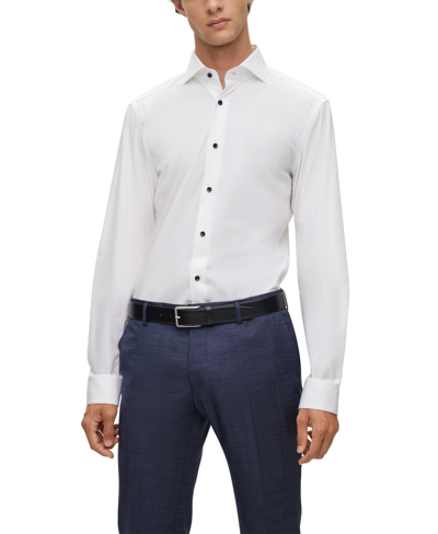 Hugo Boss Boss By  Men's Easy-iron Stretch Slim-fit Dress Shirt In White