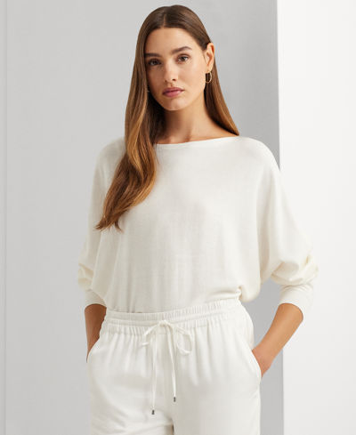 Lauren Ralph Lauren Women's Cotton-blend Dolman-sleeve Sweater In White