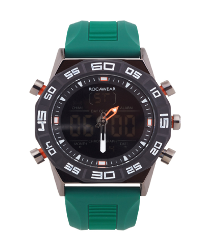 Rocawear Men's Analog-digital Green Silicone Strap Watch 46mm In Black,green