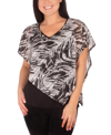 Ny Collection Petite Asymmetrical Poncho Top With Necklace In Black Zebraduo