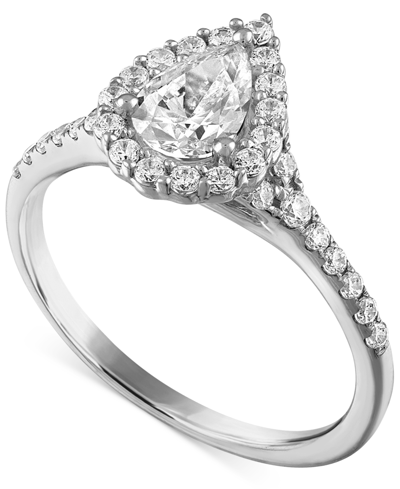 Alethea Certified Diamond Pear Halo Engagement Ring (1 Ct. T.w.) In 14k White Gold Featuring Diamonds From D