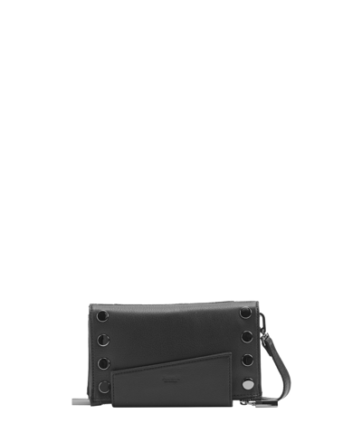 Hammitt Levy Leather Wallet Crossbody In Black Gunmetal