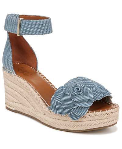 Franco Sarto Clemens-flower Espadrille Wedge Sandals In Denim Blue Fabric