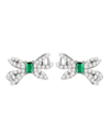 Macy's Simulated Pearl And Cubic Zirconia Bow Stud Earrings In Green