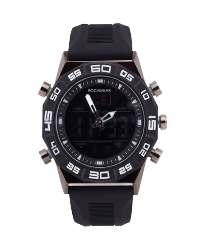 Rocawear Men's Analog-digital Black Silicone Strap Watch 46mm In Black,black