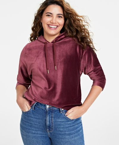 On 34th Women's Velour Hoodie Sweatshirt, Created For Macy's In Port Royale