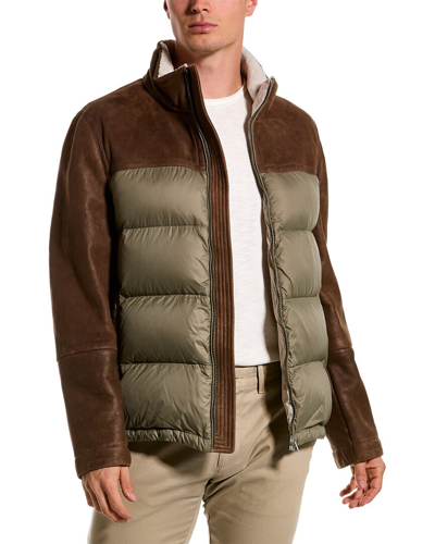 Brunello Cucinelli Quilted Sheepskin Jacket In Brown