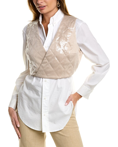 Brunello Cucinelli Silk-blend Shirt In White