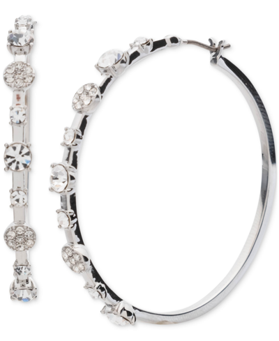 Givenchy Crystal Pave Medium Hoop Earrings, 1.7" In White