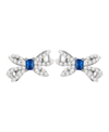 Macy's Simulated Pearl And Cubic Zirconia Bow Stud Earrings In Blue