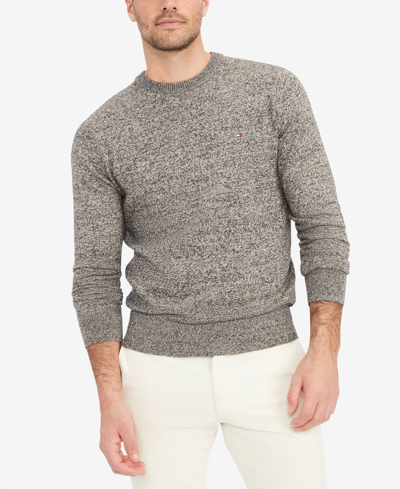 Tommy Hilfiger Men's Regular-fit Pima Cotton Cashmere Blend Solid Crewneck Sweater In Creme,black