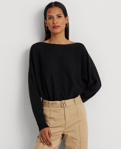 Ralph Lauren Women's Cotton-blend Dolman-sleeve Sweater In Black