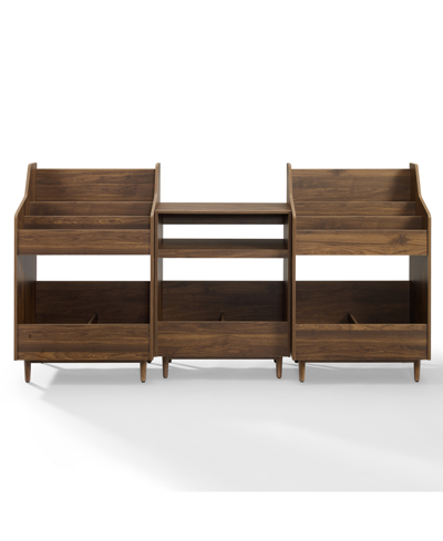 Crosley Furniture Liam 3pc Medium-density Fiberboard (mdf) Record Player Stand And Vinyl Storage Set In Walnut