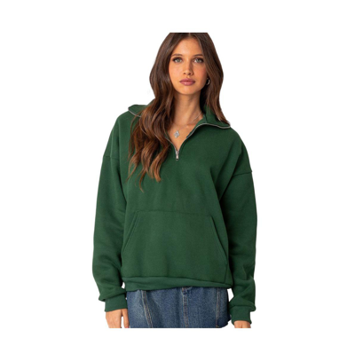 Edikted Women's Oversized Quarter Zip Sweatshirt In Green