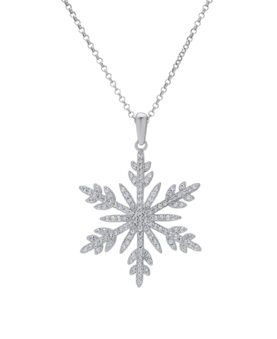 Macy's Cubic Zirconia Snowflake Pendant Necklace In Silver