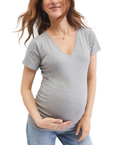 Motherhood Maternity Ruched T-shirt In Heather Grey