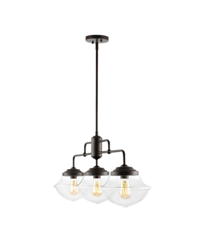 Jonathan Y Avery Industrial Farmhouse Rustic Iron/glass Linear Led Pendant In Oil Rubbed Bronze