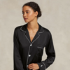 Polo Ralph Lauren Stretch Silk Long-sleeve Pajama Set In Onyx