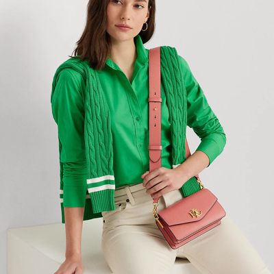 Lauren Ralph Lauren Leather Small Tayler Crossbody Bag In Pink Mahogany
